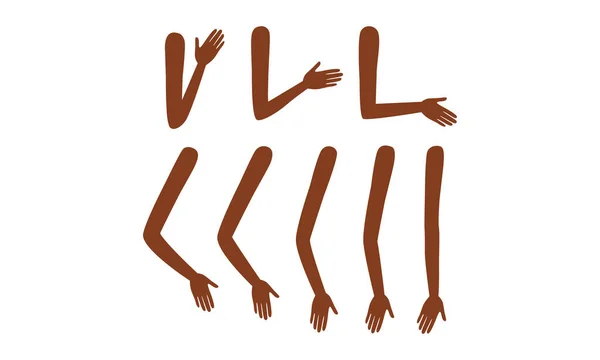 Africano meninas americanas braços em vários Poses Set, Feminino Pessoa Personagem Criação Detalhes Cartoon Vector Ilustração — Vetor de Stock