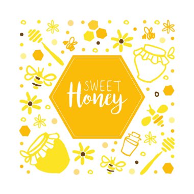 Sweet Honey Banner, Organik Doğal Ürün ve Apiary Banner, Poster, Flyer, Broşür, Çevresel Sağlıklı Gıda Endüstrisi Şablon Resimleri