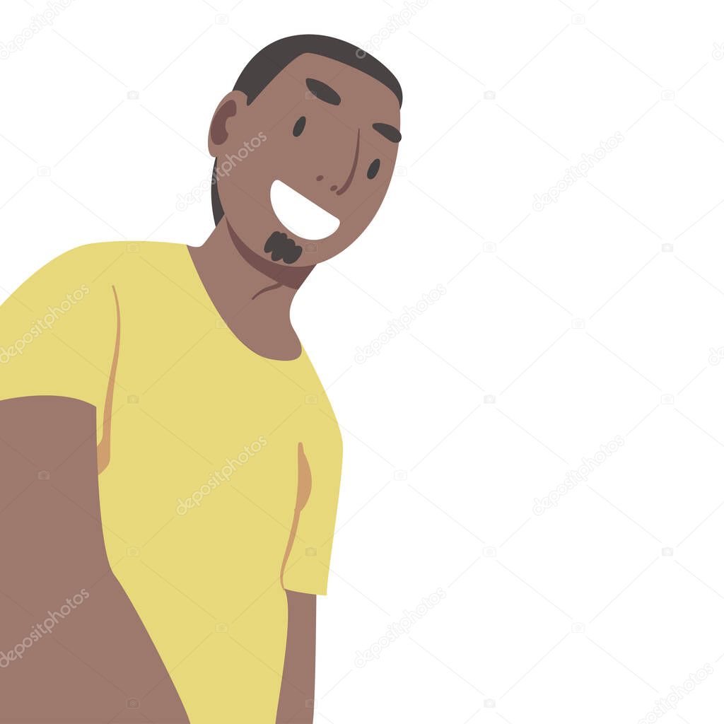 Friendly Guy Looking at Camera from Above Vector Illustration