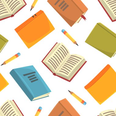 Kusursuz Desen, Eğitim, Çevrimiçi Kütüphane, Elektronik Kitaplık Arkaplan, Duvar Kağıdı, Tekstil, Paketleme Vektörü İllüstrasyonu için Sonsuz Yazdırma