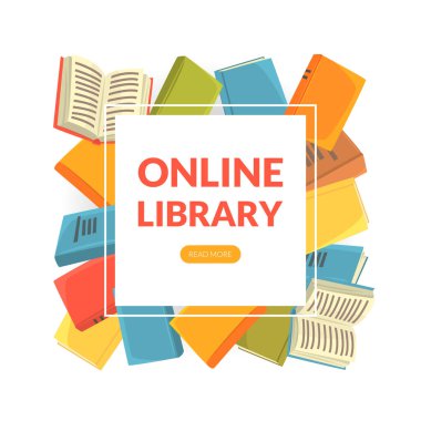 Çevrimiçi Kütüphane İniş Sayfa Şablonu, Eğitim, E-Öğrenme, Elektronik Kitaplık Web Sitesi Çizim Vektörü Resimleri