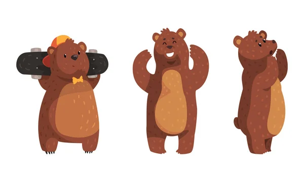 Симпатичный смешной медведь в мультфильме "Веселый лес" — стоковый вектор
