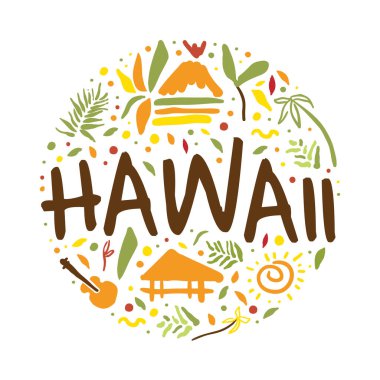 Hawaii Sancak Şablonu, Yaz Cenneti, Tropikal Tatil, Sörf Posteri, Kart, Arkaplan Vektörü İllüstrasyonu