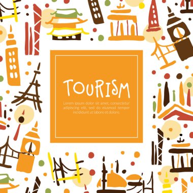 Turizm Sancak Şablonu, Yaz Cenneti, Tropikal Tatil, Tatil Poster Kartı, Arkaplan Vektörü Resimleri