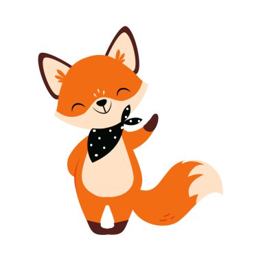 Sevimli Küçük Tilki Dalgalanan Pençe Vektör İllüstrasyonu