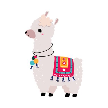 Örgü ören Güzel Wolly Llama veya Alpaca Ayakta Duran Örgü Çizimi