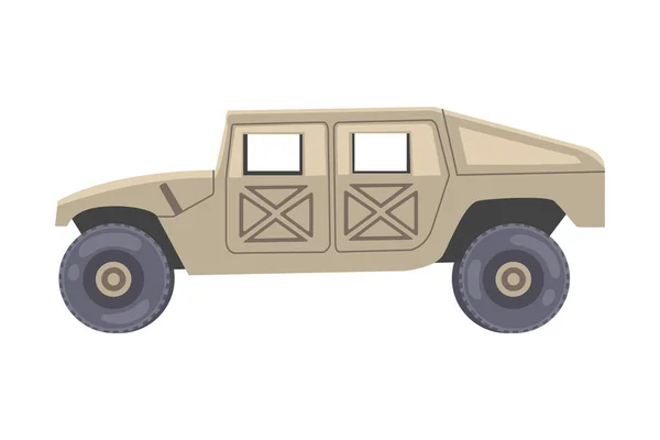 Military Car as Transportation Vehicle Used in Army for Carrying Armed Forces Vector Illustration — Stock Vector