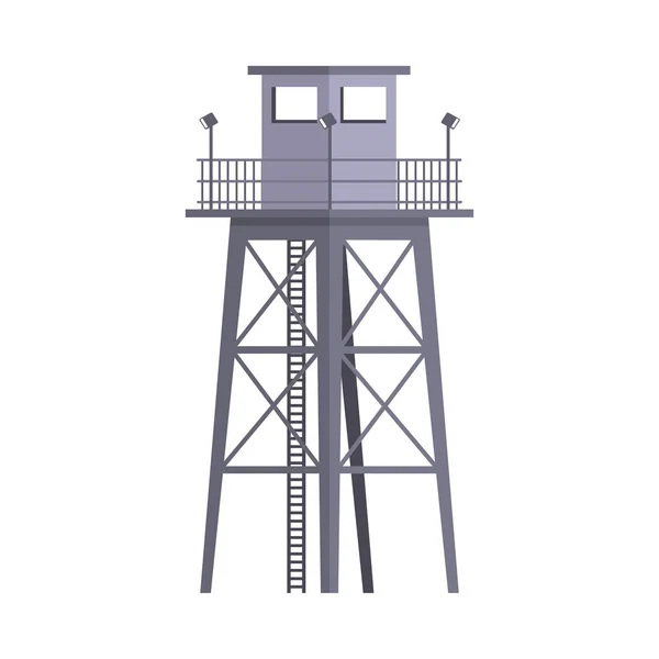 Высокая военная наблюдательная башня как структура, используемая в армейской векторной иллюстрации — стоковый вектор