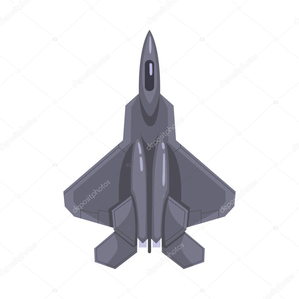 Military Aircraft as Fixed-wing Fighter Plane for Air Combat Vector Illustration