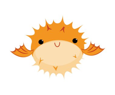 Deniz Hayvanı Olarak Kirpi Balığı Su Altında Yüzüyor Vektör İllüstrasyonu