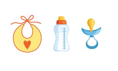 Süt Şişesi ve Yumuşatıcı ya da Taklit Vektör Kümesi ile Emzirme Ögeleri