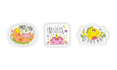 Şirin Dinozor ve Tekboynuz Yamaları ve Çıkartma Vektörü Ayarları