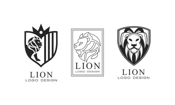 Logo lwa lub projekt logotypu jako znak graficzny i emblemat Vector Set — Wektor stockowy