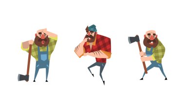 Sakallı Oduncu Aksiyon Seti, Ekose Gömlekli Güçlü Tahta Kesici Karakteri Çizgi Film Gösterimi