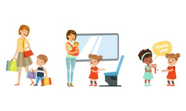Toplu Taşımacılıkta Bebekle Kadına Koltuk Veren Kibar Kız ve Alışveriş Torbası Taşıyan Oğlan