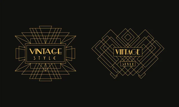 Vintage Style Logo Templates Set, Luxury Art Deco Design for Premium Brand Identity Vector Illustration — Stock Vector
