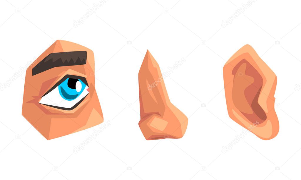 Body Parts with Eye, Nose and Ear Vector Set