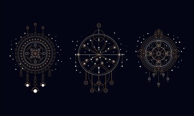 Altın Lüks Rüya Yakalayıcılar Seti, Tüylü, Boncuklu ve Mücevher Resimli Etnik Semboller