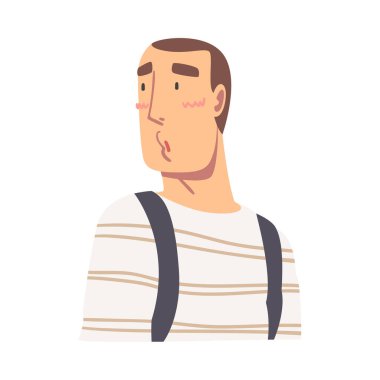 Şaşırmış Genç Adam Uzaklara Bakıyor Çizgi film Vektör İllüzyonu