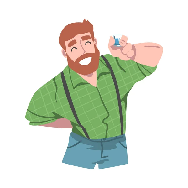 Gelukkig glimlachen baard man het maken van feestelijke toost cartoon vector illustratie — Stockvector