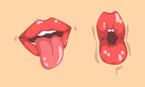 여러 가지 몸짓을 갖춘 입의 윗부분 과 아래 입술 — 스톡 벡터