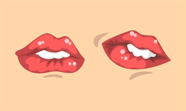 여러 가지 몸짓을 갖춘 입의 윗부분 과 아래 입술 — 스톡 벡터