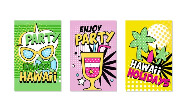 Bannière verticale pour Hawaiian Summer Holiday Party Vector Set — Image vectorielle