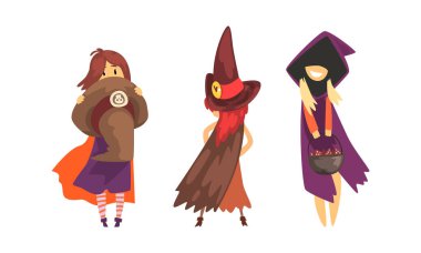 Sivri uçlu Şapkalı Küçük Cadı Vektör Ayarları