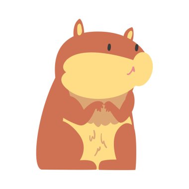 Sevimli Komik Hamster, Sevimli Hayvan Karakteri Çizgi Film Vektör Çizimi