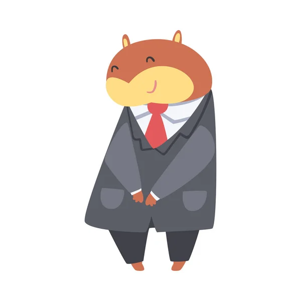 Cute Funny ≠ Biznesmen, Adorable Animal Character Noszenie Garnitur Wektor ilustracji kreskówki — Wektor stockowy