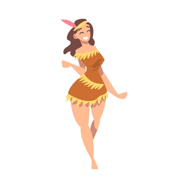 Personaje de mujer hippie hermosa feliz, muchacha que usa ropa del estilo retro que baila feliz en la ilustración del vector de la historieta de la fiesta de la discoteca — Archivo Imágenes Vectoriales