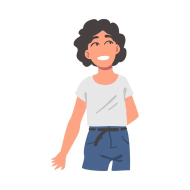 Gülümseyen Yalancı Kadın, Neşeli Kız Manzarası İzole edilmiş Beyaz Arkaplan Vektör İllüzyonunda Yatıyor