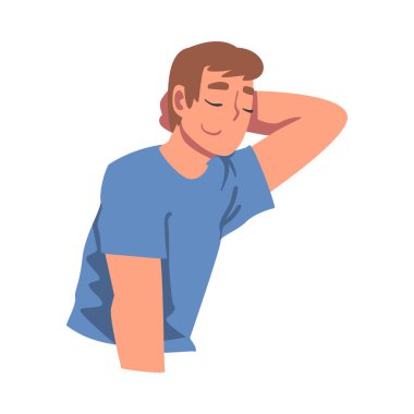 Elleri Başının Altında Uzanmış Genç Adam 'ın İzole Beyaz Arkaplan Vektör İllüzyonunda Yatan Adam