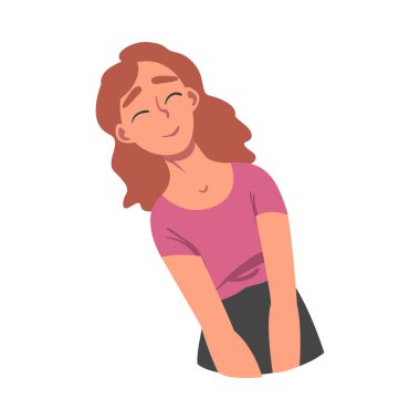 Genç Yalancı Kadın, Neşeli Kadın Kişisinin Üzerinden Görüş İzole edilmiş Beyaz Arkaplan Vektör Resimlerinde Uzanıyor