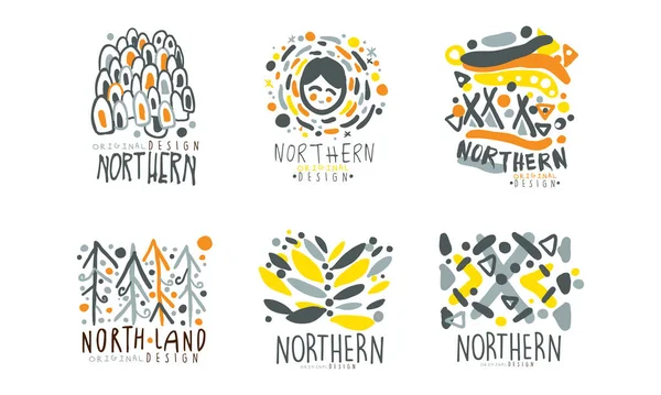 Modelo de design original do logotipo do norte com conjunto de vetores de formas extravagantes — Vetor de Stock