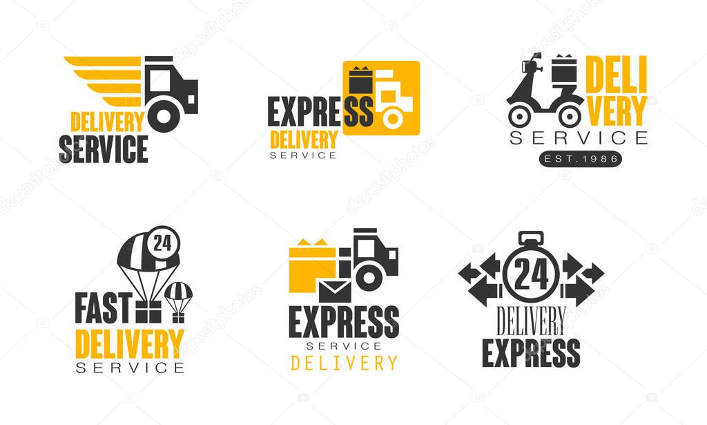Express Delivery Service Logo for Freight Shipping Company Vector Set