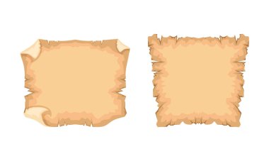 Antik Papirüs Seti, Metin Vektörü İllüstrasyonu için Boşluklu Eski Doku Kağıdı