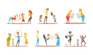 Sokak Göstericileri Hokkabazlık ve Akrobatik Vektörü Gösteriyor