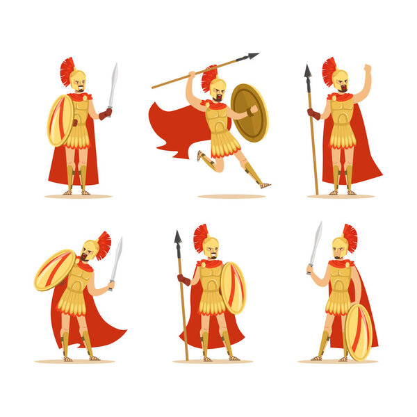 Gladiator or Swordsman as Roman Armed Combatant Vector Set