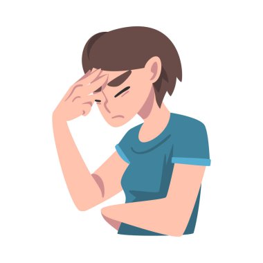 Zonklayan Baş Ağrısı, Kalp Çarpıntısının Semptomu Çizgi Film Vektör İllüzyonu