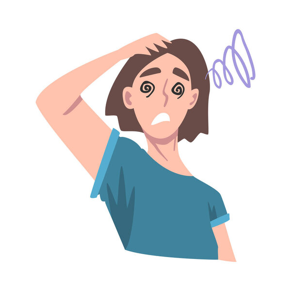 Молодая женщина, страдающая от головокружения, Симптом сердечного удара