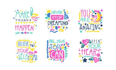 El Yazısı İlham Verici ve Motivasyon Alıntıları Vektörü Ayarları