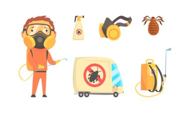 Koruyucu Takım Elbiseli Adam ve Böcek Kontrol Servisi için Özel Ekipman ve Böcek Vektörünün Yok Edilmesi