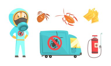 Koruyucu Takım Elbiseli Adam ve Böcek Kontrol Servisi için Özel Ekipman ve Böcek Vektörünün Yok Edilmesi