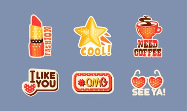 Rujlu Yama ve Etiketler, Yıldız ve Kahve Kupası Vektörü