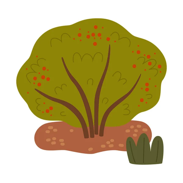 ( 영어 ) Farm Green Bush as Rural Landscape Element Vector Illustration — 스톡 벡터