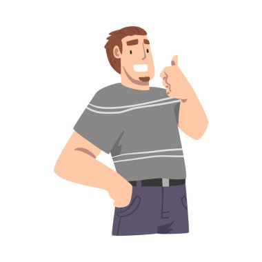 Gülümseyen Erkek Başparmak Yukarı Hareketi Onaylama veya Anlaşma İşareti İllüstrasyonu Olarak Gösteriliyor