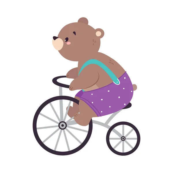 Cyrk niedźwiedź zwierzę jazda na rowerze Wykonywanie sztuczki wektor ilustracja — Wektor stockowy