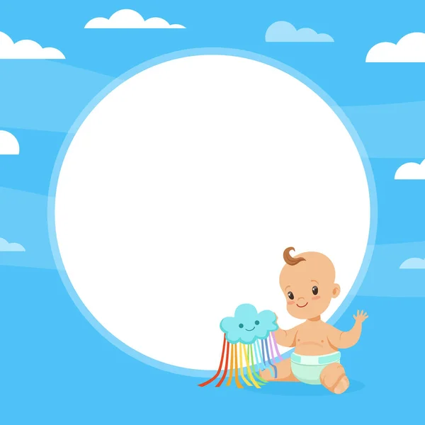 Banner de ducha de bebé con espacio para texto, Cartel de bebé, Tarjeta, Invitación Vector Ilustración — Archivo Imágenes Vectoriales