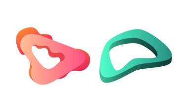 Soyut Şekiller Kümesi, Turkuaz ve Pembe Dinamik Şekiller Vektör Resimleri